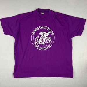 VTG Michigan Bear Hunters Association T Shirt Mens 3XL Purple Best Tag 1990s USA